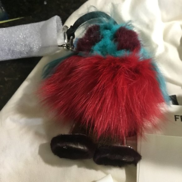 Fendi Monster  fur handbag charm new - Picture 1 of 4